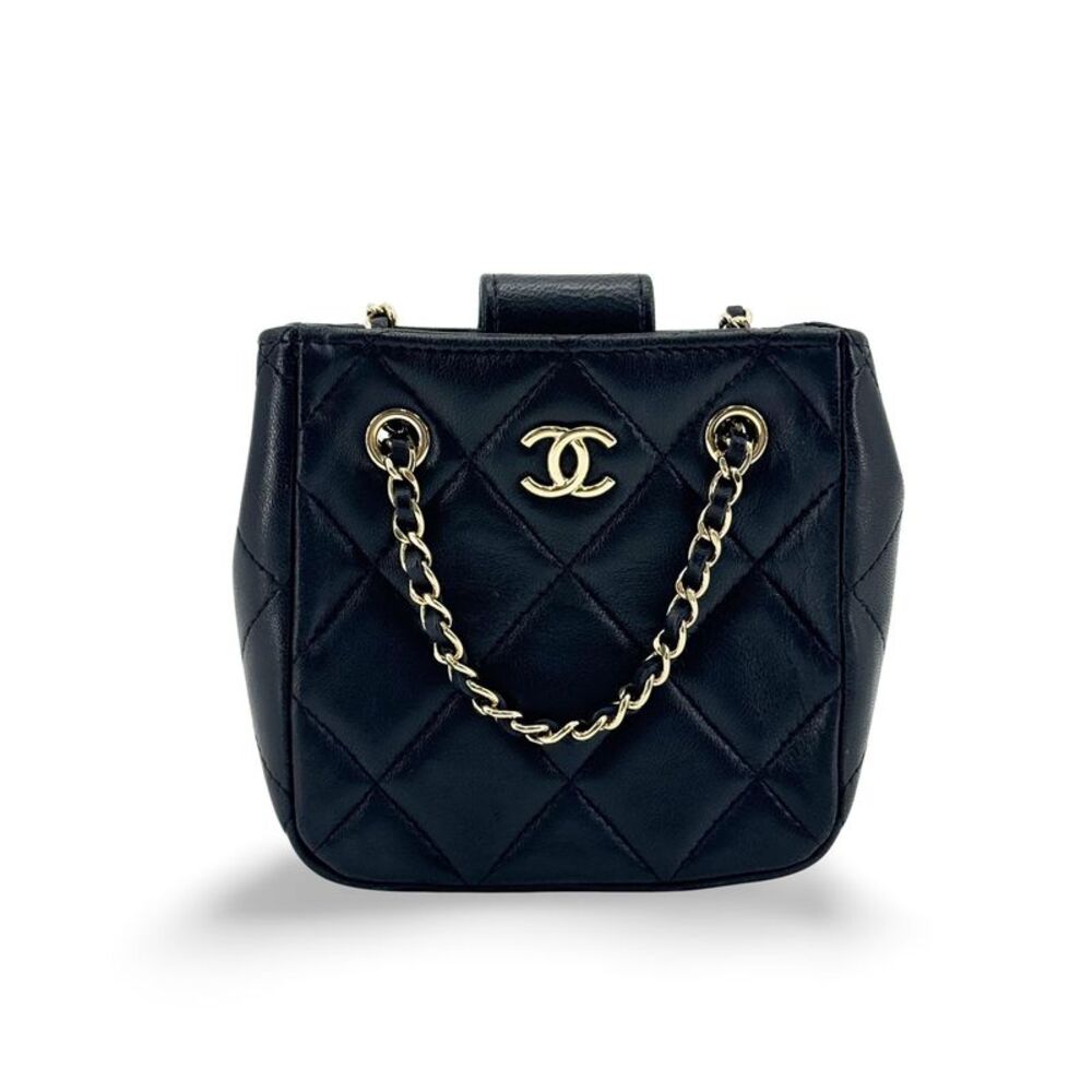 Chanel Classic Mini Shopping Bag Caviar Gold Hardware Black